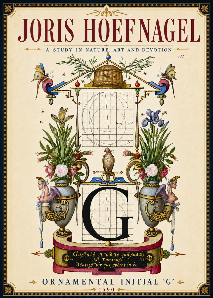 Joris Hoefnagel Ornamental Initial 'G' No6 - Plakát