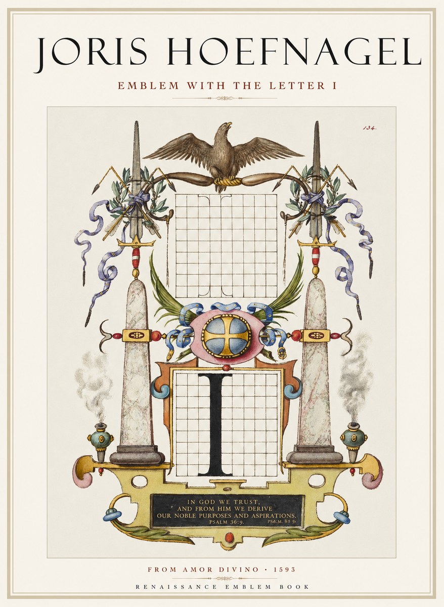 Joris Hoefnagel Ornamental Design with Dedicatory Inscription No2 - Plakát