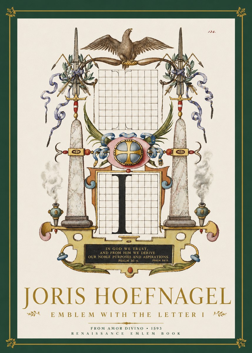 Joris Hoefnagel Ornamental Design with Dedicatory Inscription No4 - Plakát