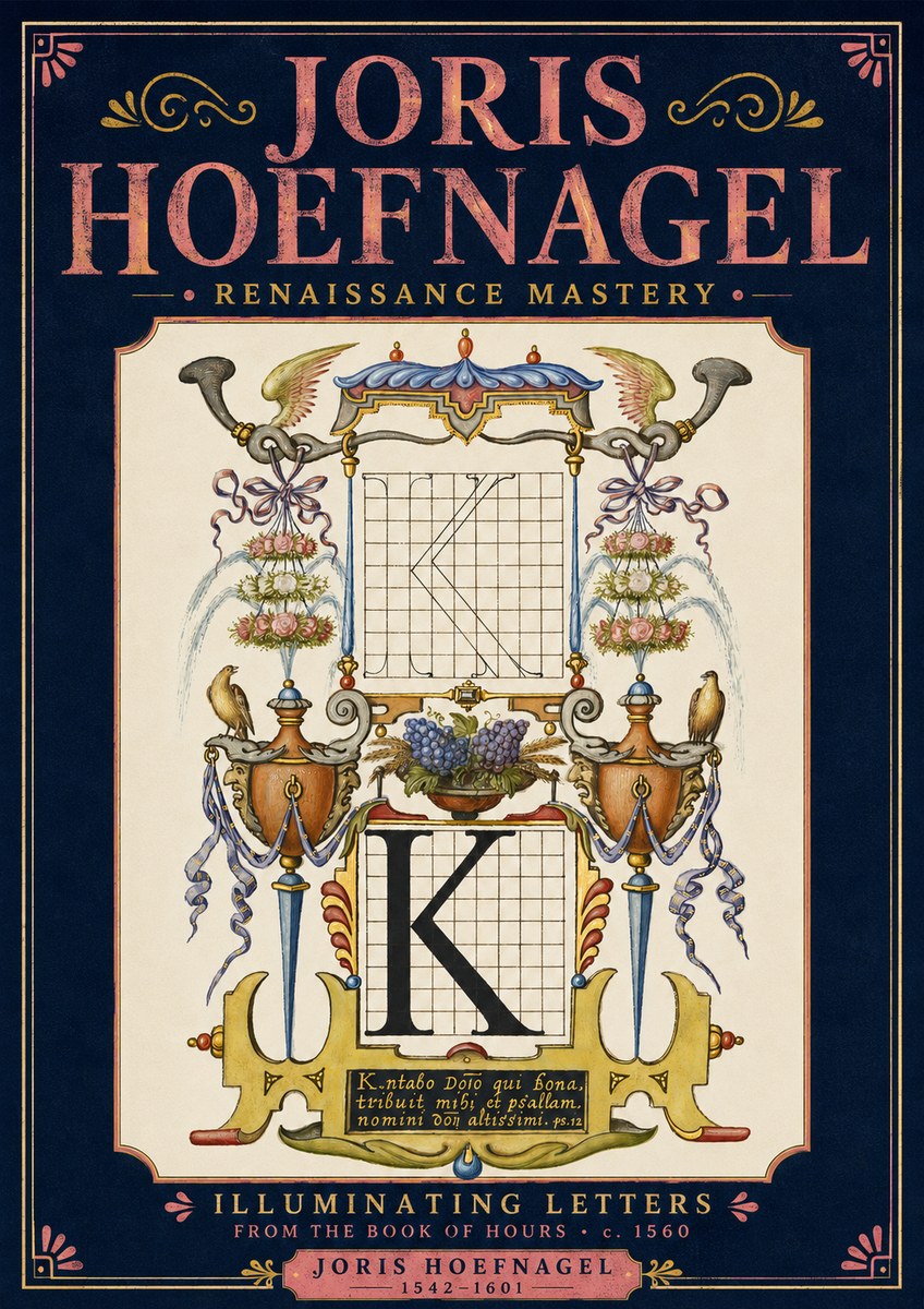 Joris Hoefnagel Illuminated Initial "K" from the Book of Hours No4 - Plakát