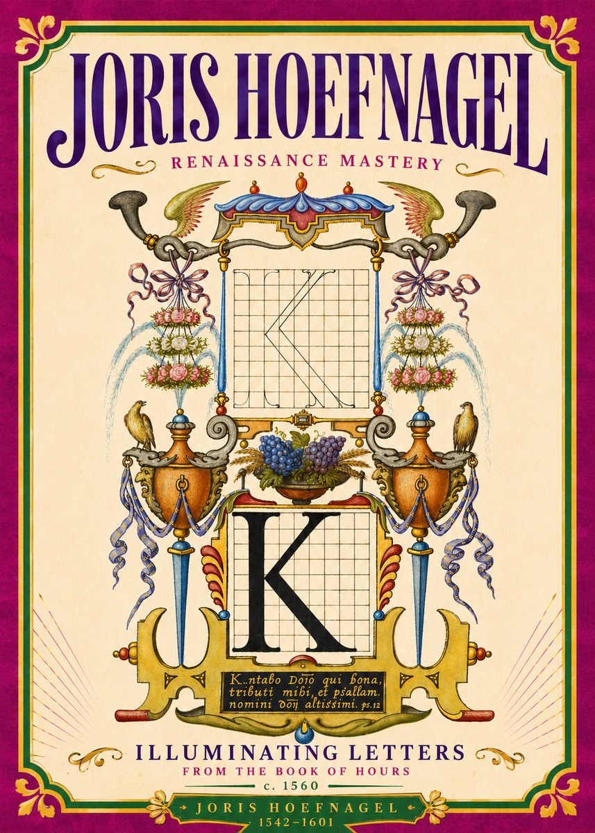 Joris Hoefnagel Illuminated Initial "K" from the Book of Hours No6 - Plakát