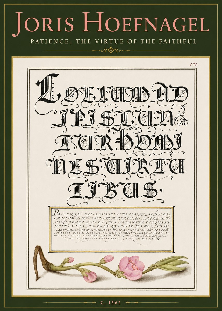 Joris Hoefnagel Calligraphic Alphabet from a Book of Lettering No5 - Plakát