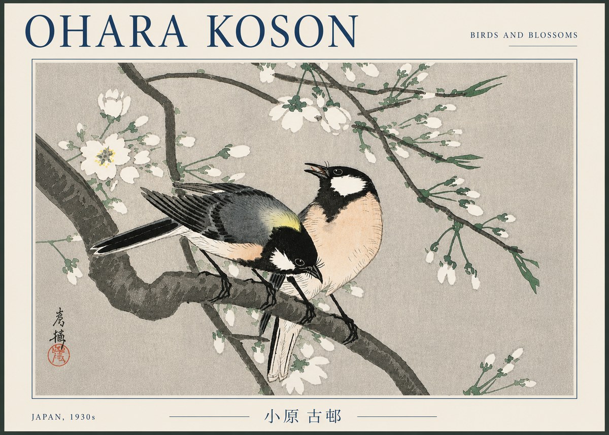 Ohara Koson Birds and Blossoms No5 - Plakát