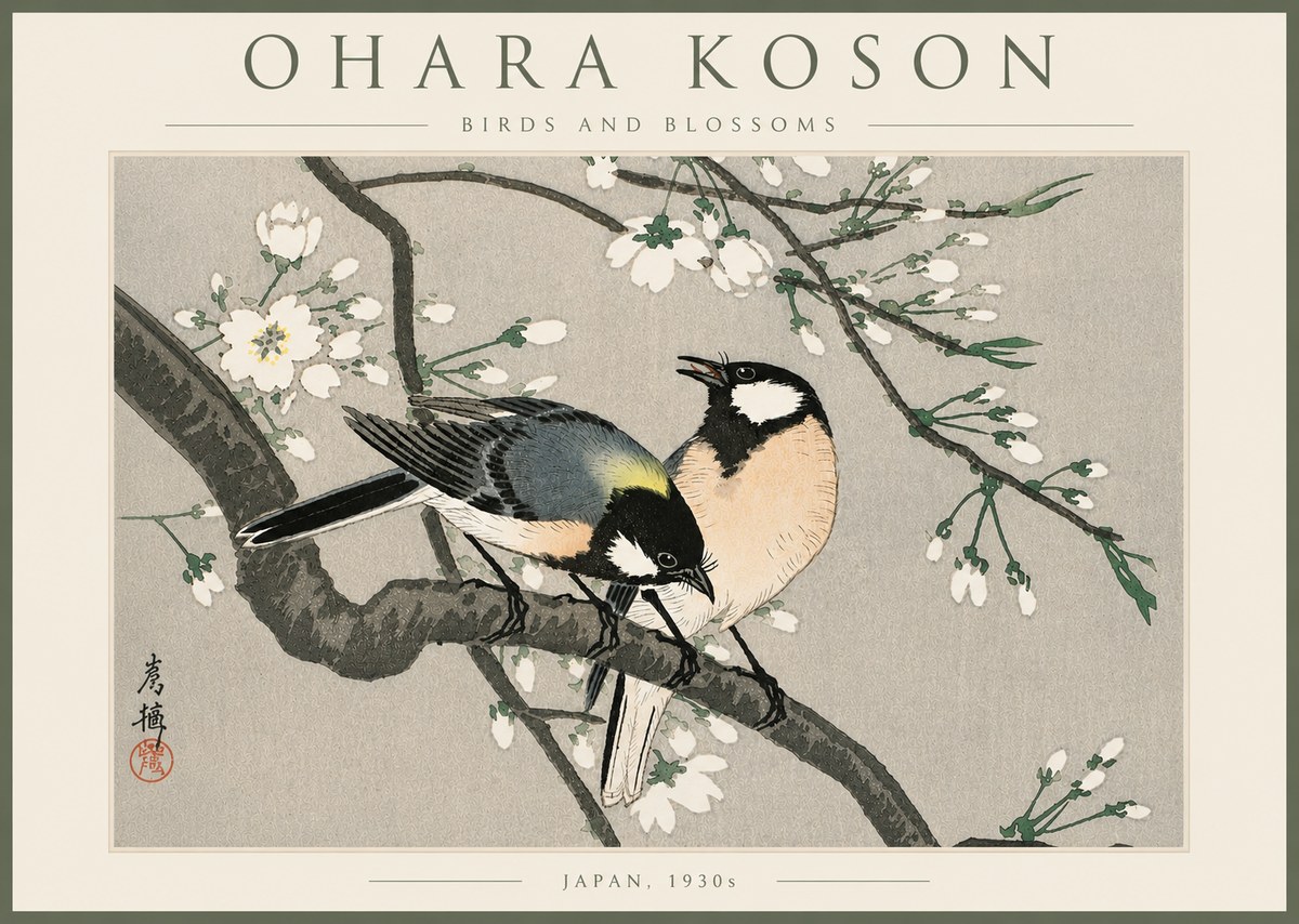 Ohara Koson Birds and Blossoms No6 - Plakát