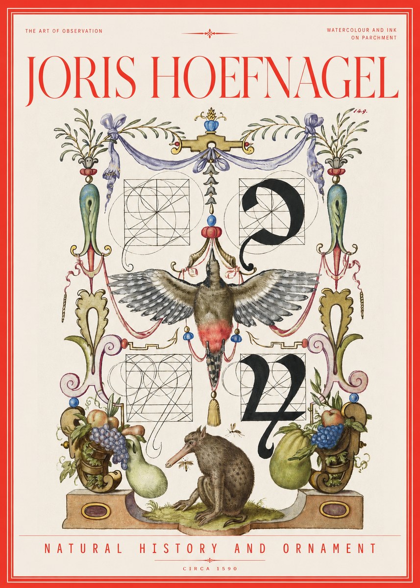 Joris Hoefnagel Study of Nature and Ornament No3 - Plakát