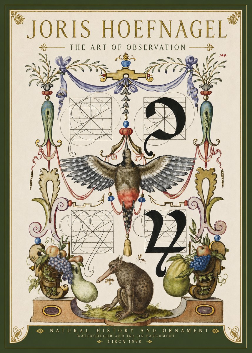 Joris Hoefnagel Study of Nature and Ornament No4 - Plakát