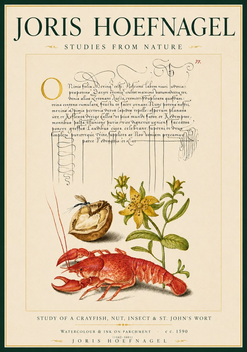Joris Hoefnagel Studies from Nature No6 - Plakát