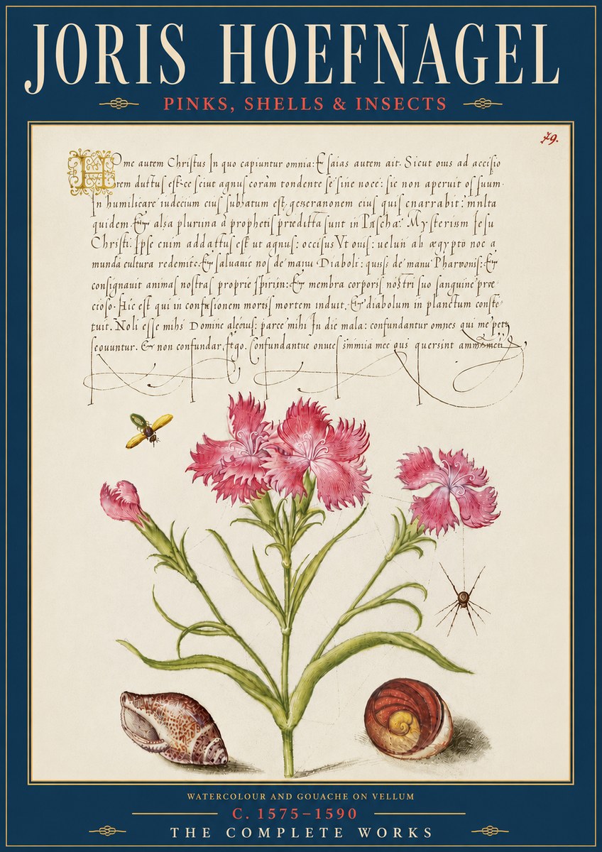 Joris Hoefnagel Pinks, Shells & Insects No5 - Plakát