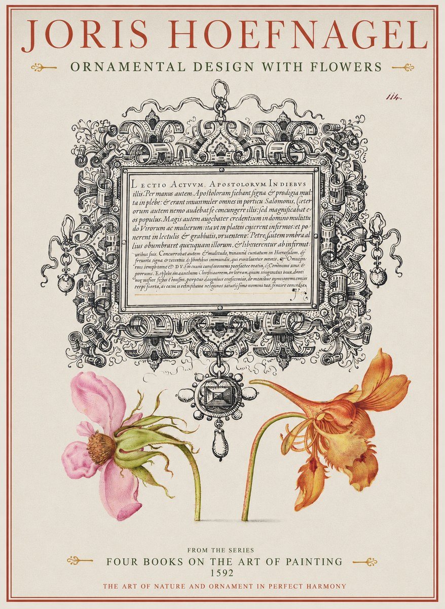 Joris Hoefnagel Ornament and Botanical Study No2 - Plakát
