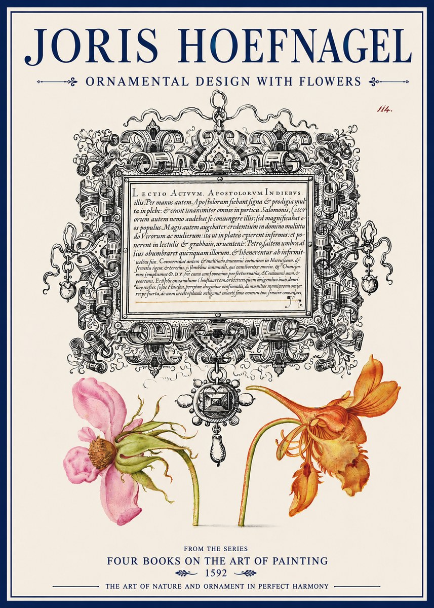 Joris Hoefnagel Ornament and Botanical Study No4 - Plakát