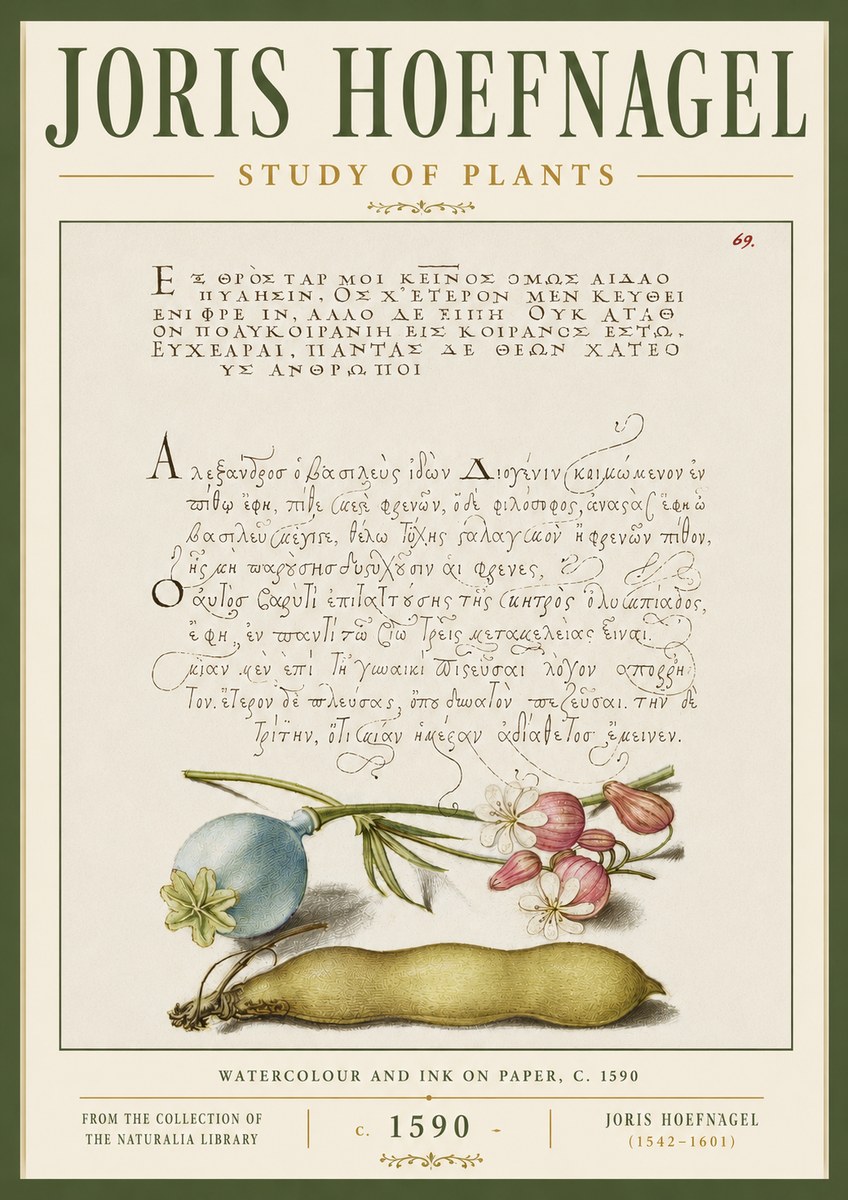 Joris Hoefnagel Study of Plants I No6 - Plakát