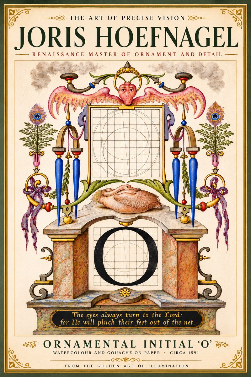 Joris Hoefnagel Ornamental Initial 'O' No5 - Plakát