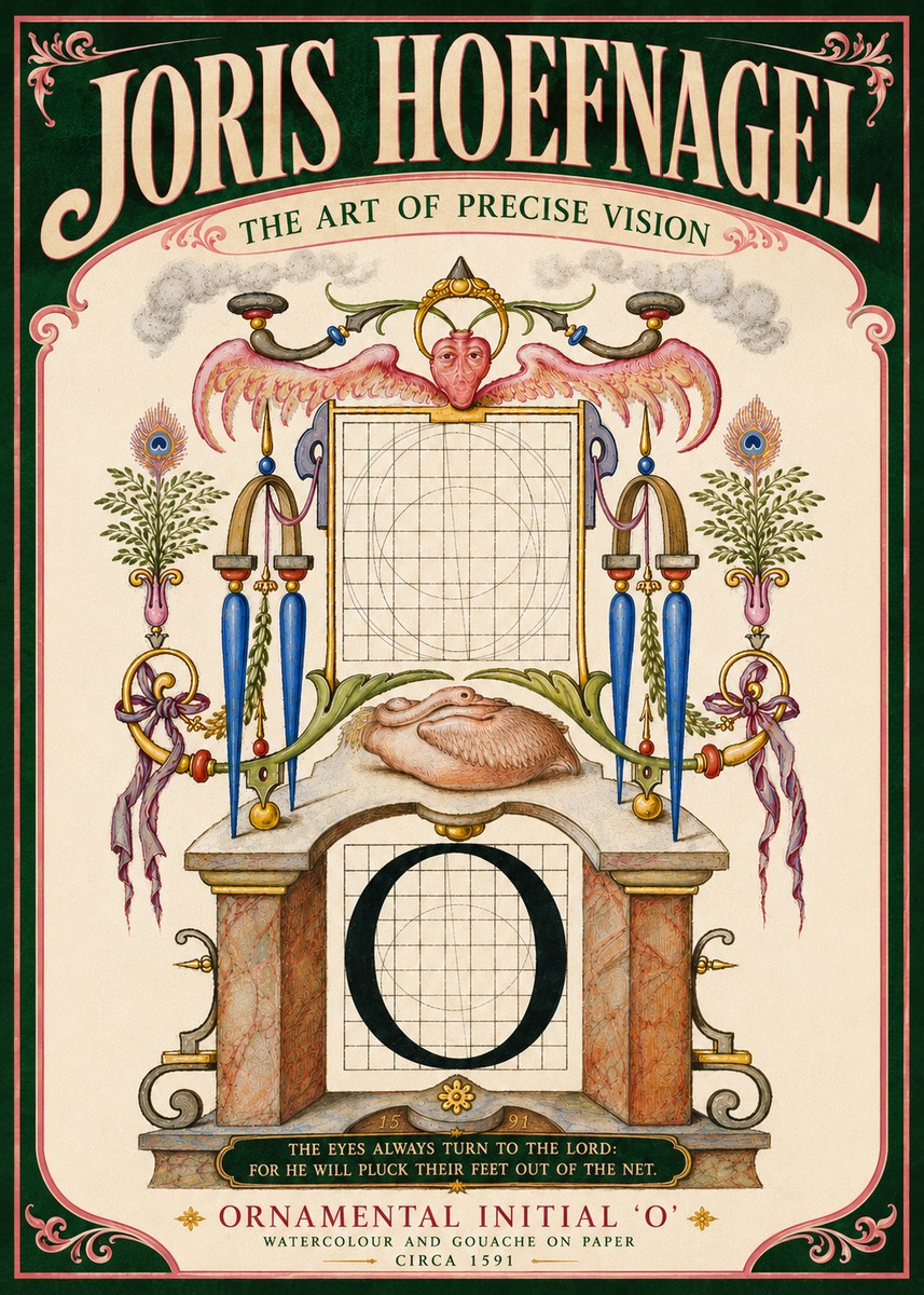 Joris Hoefnagel Ornamental Initial 'O' No6 - Plakát
