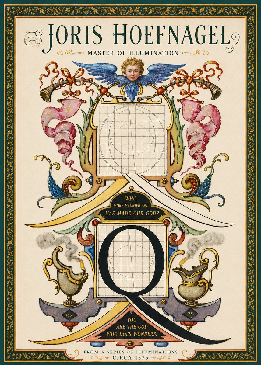 Joris Hoefnagel The Calligraphic Q No6 - Plakát