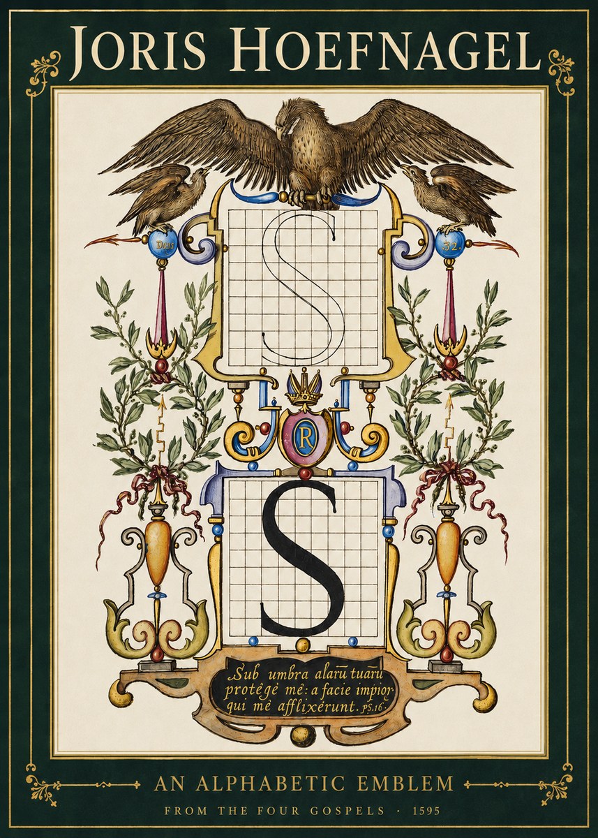 Joris Hoefnagel An Alphabetic Emblem from the Four Gospels No3 - Plakát