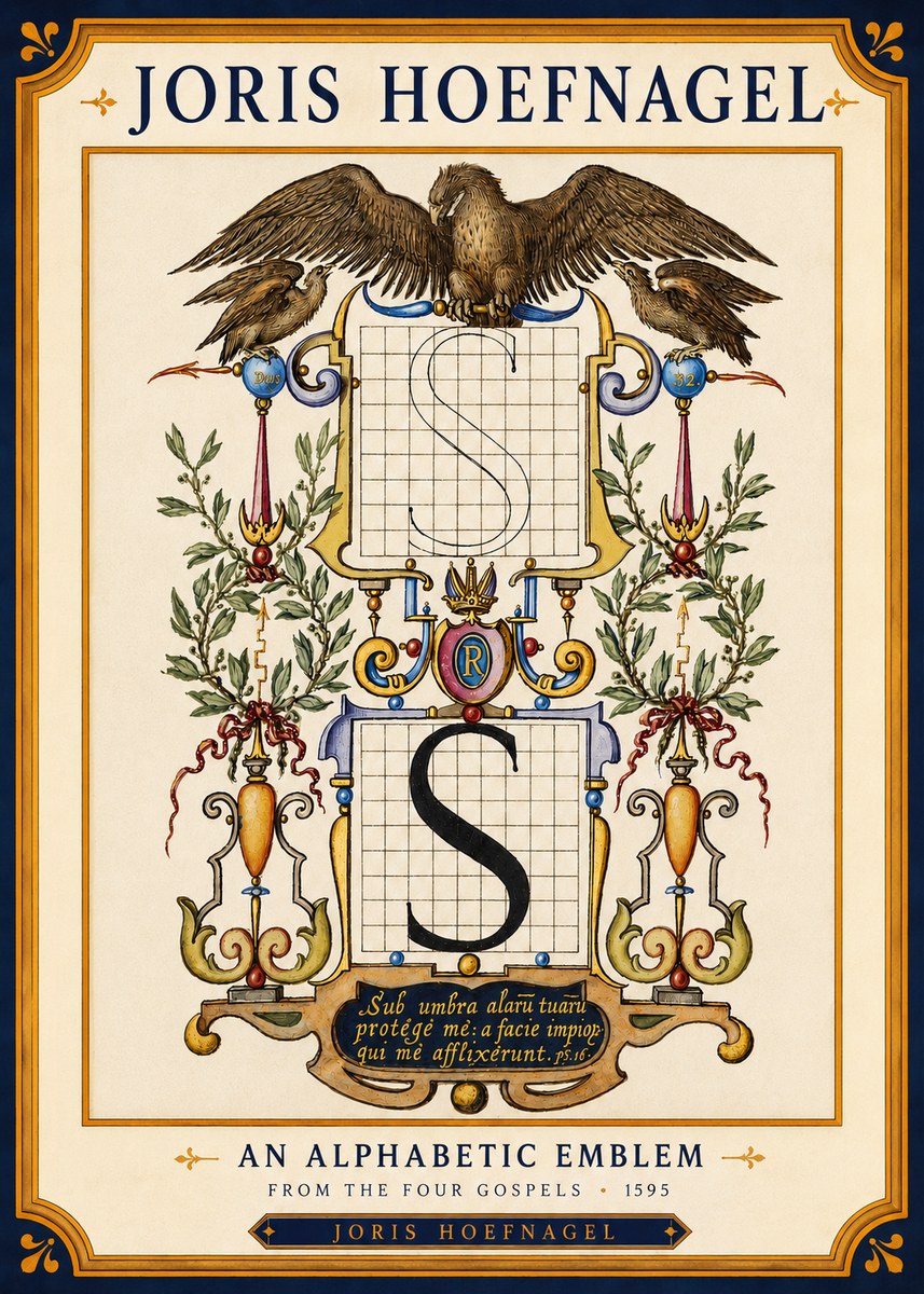 Joris Hoefnagel An Alphabetic Emblem from the Four Gospels No4 - Plakát