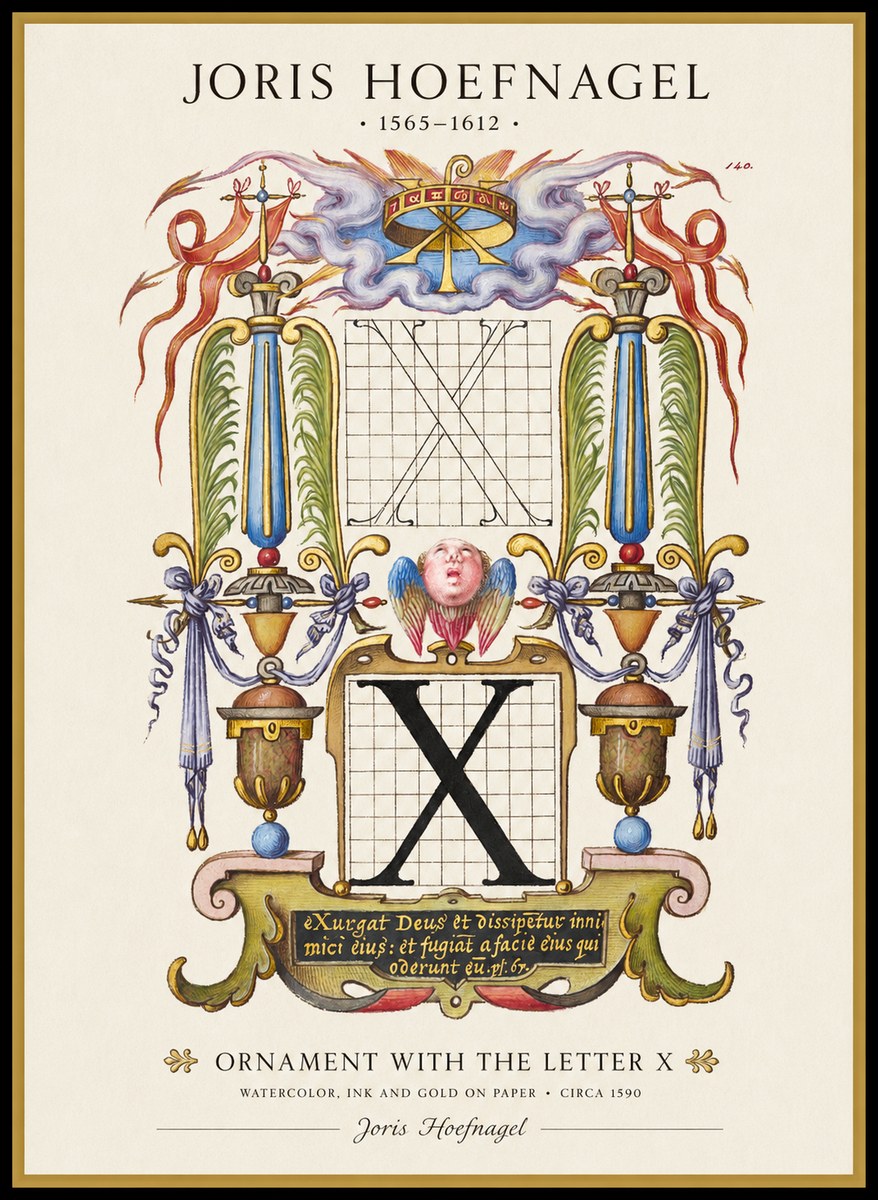 Joris Hoefnagel Ornament with the Letter X No1 - Plakát