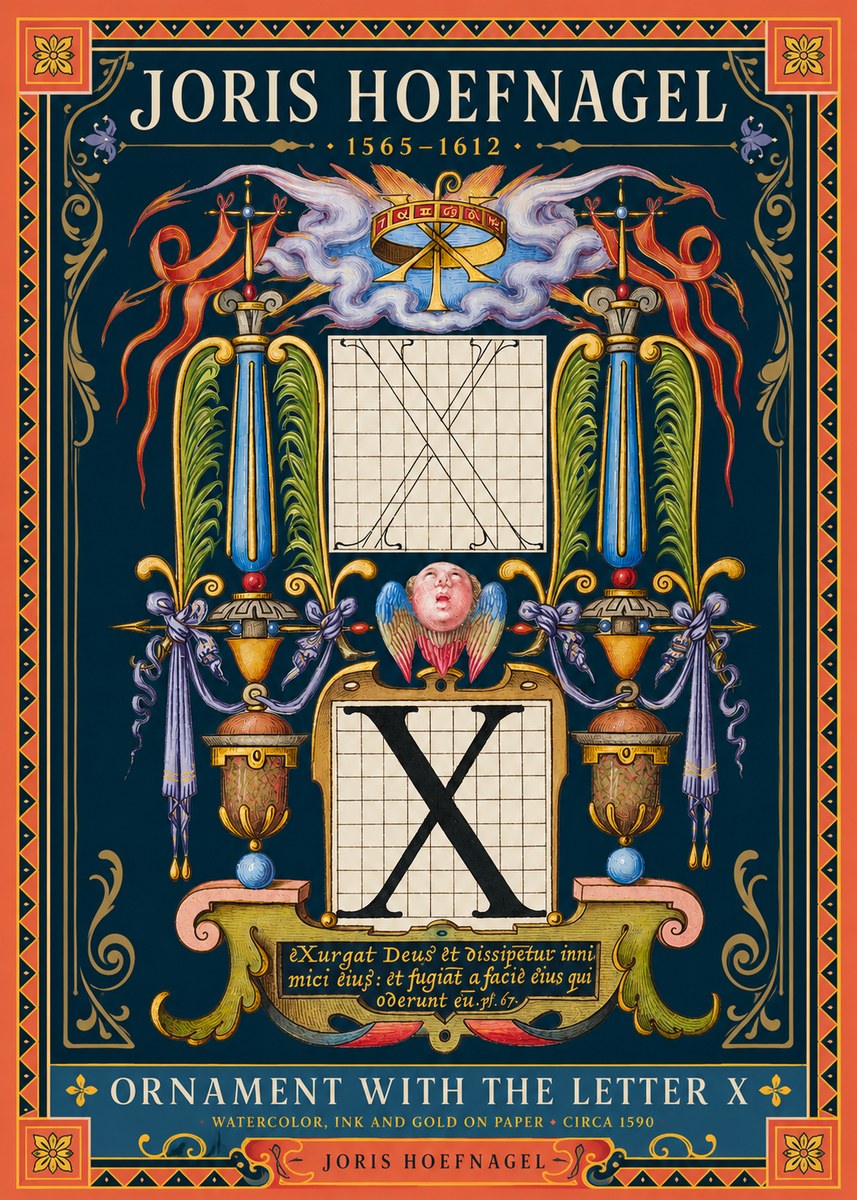 Joris Hoefnagel Ornament with the Letter X No2 - Plakát