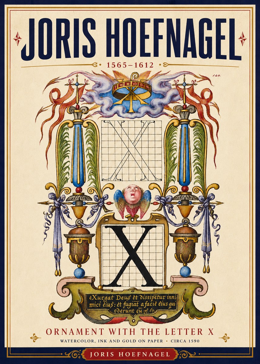 Joris Hoefnagel Ornament with the Letter X No4 - Plakát