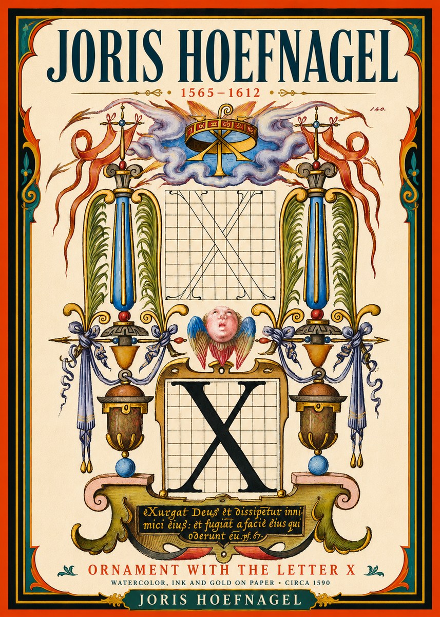 Joris Hoefnagel Ornament with the Letter X No5 - Plakát