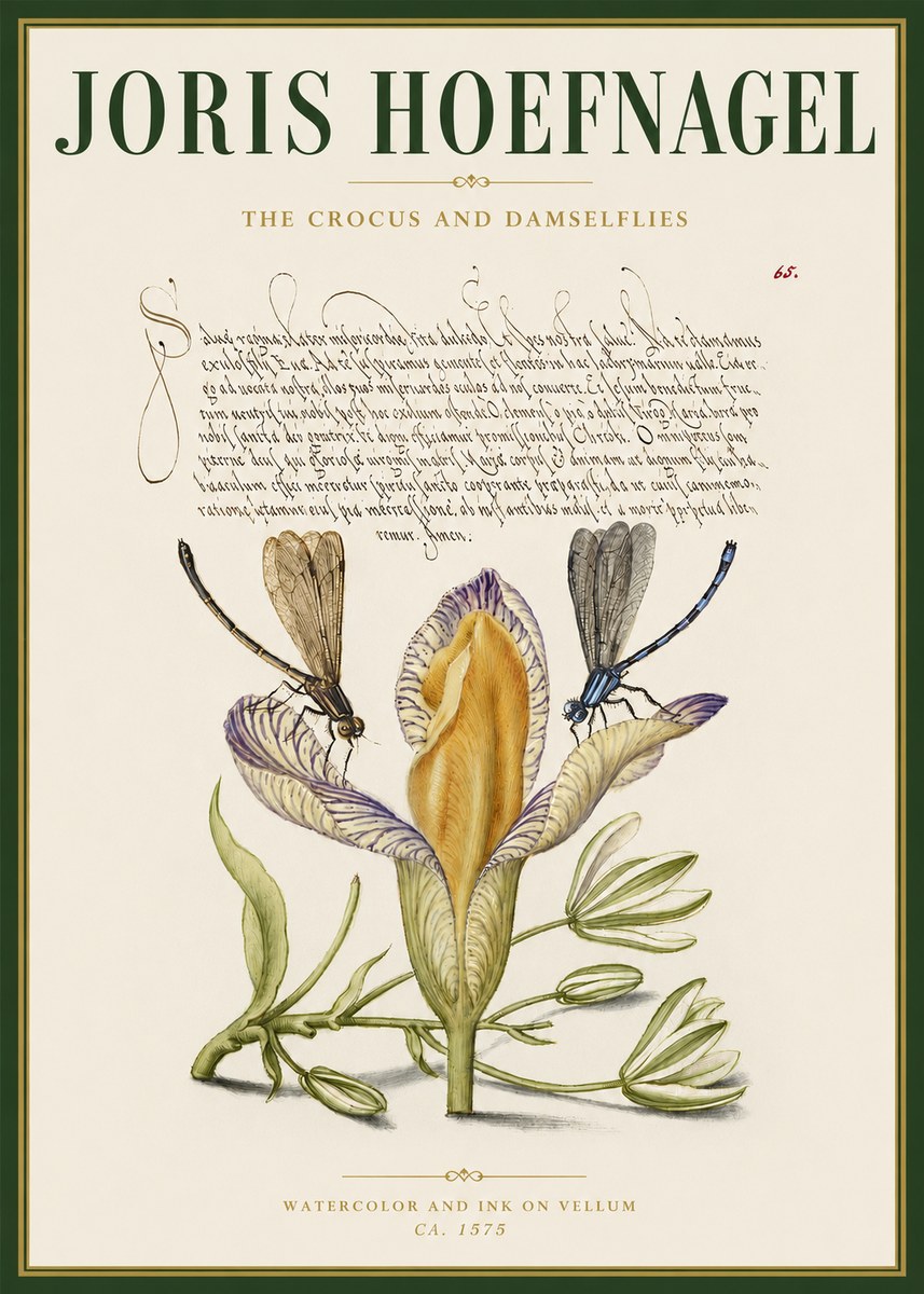 Joris Hoefnagel The Crocus and Damselflies No3 - Plakát