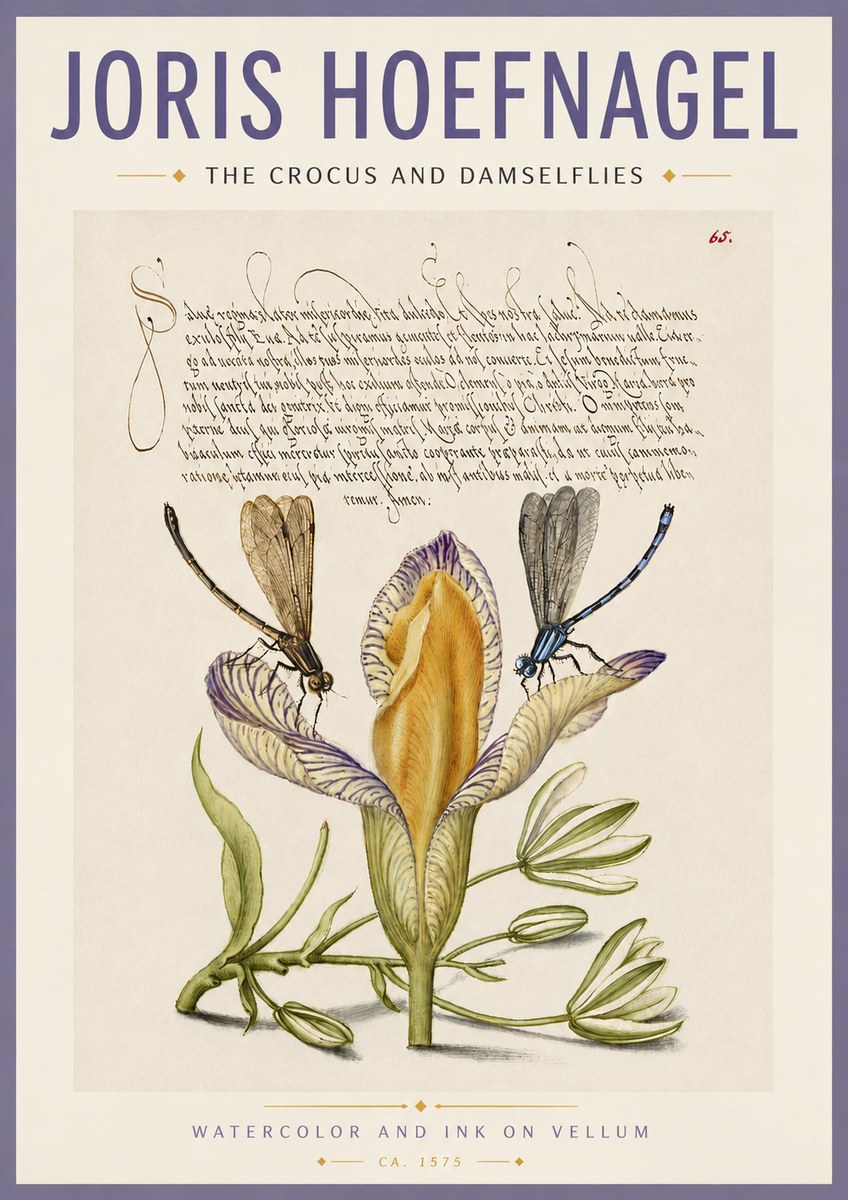 Joris Hoefnagel The Crocus and Damselflies No4 - Plakát