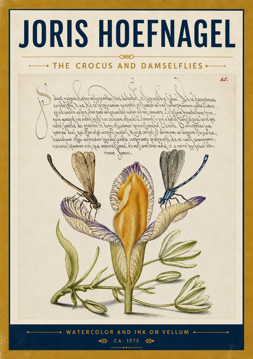 Joris Hoefnagel The Crocus and Damselflies No5 - Plakát
