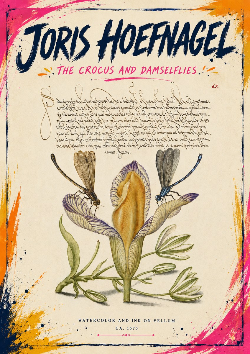 Joris Hoefnagel The Crocus and Damselflies No6 - Plakát