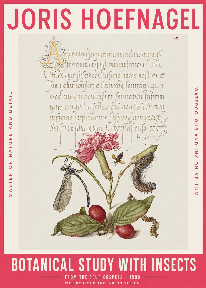 Joris Hoefnagel Botanical Study with Insects No2 - Plakát
