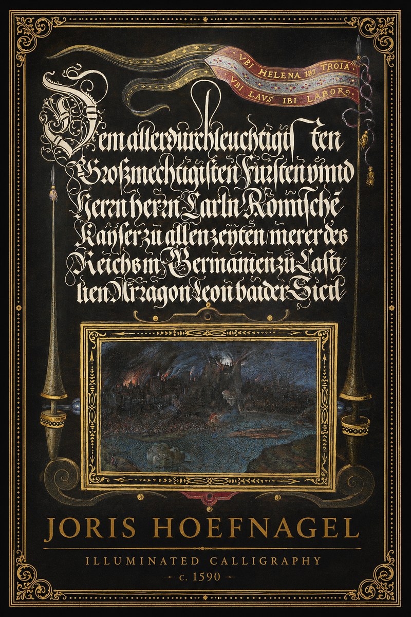 Joris Hoefnagel Illuminated Calligraphy No1 - Plakát