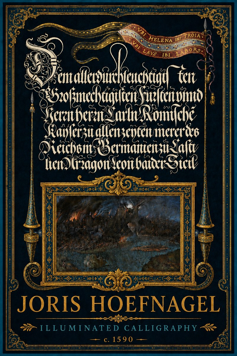 Joris Hoefnagel Illuminated Calligraphy No5 - Plakát