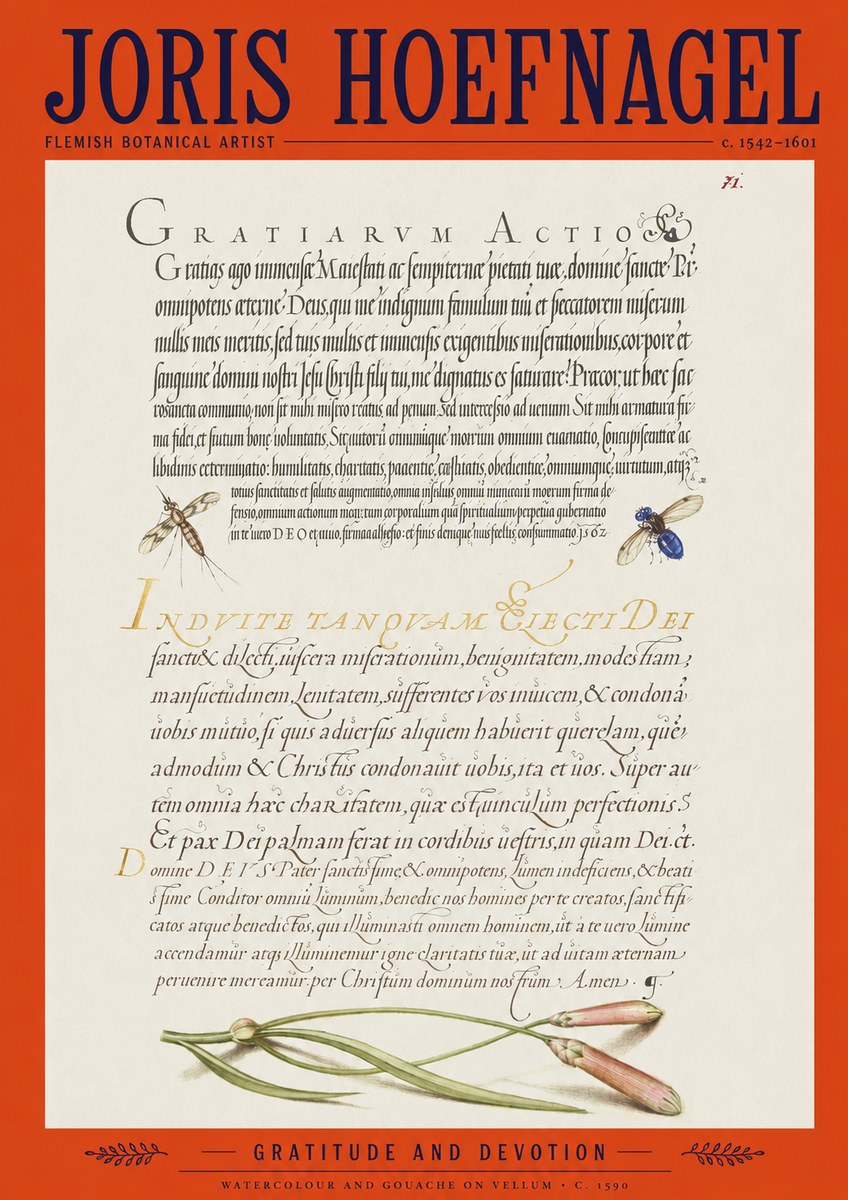 Joris Hoefnagel Thanksgiving to God • Institute for Botanical Studies No2 - Plakát