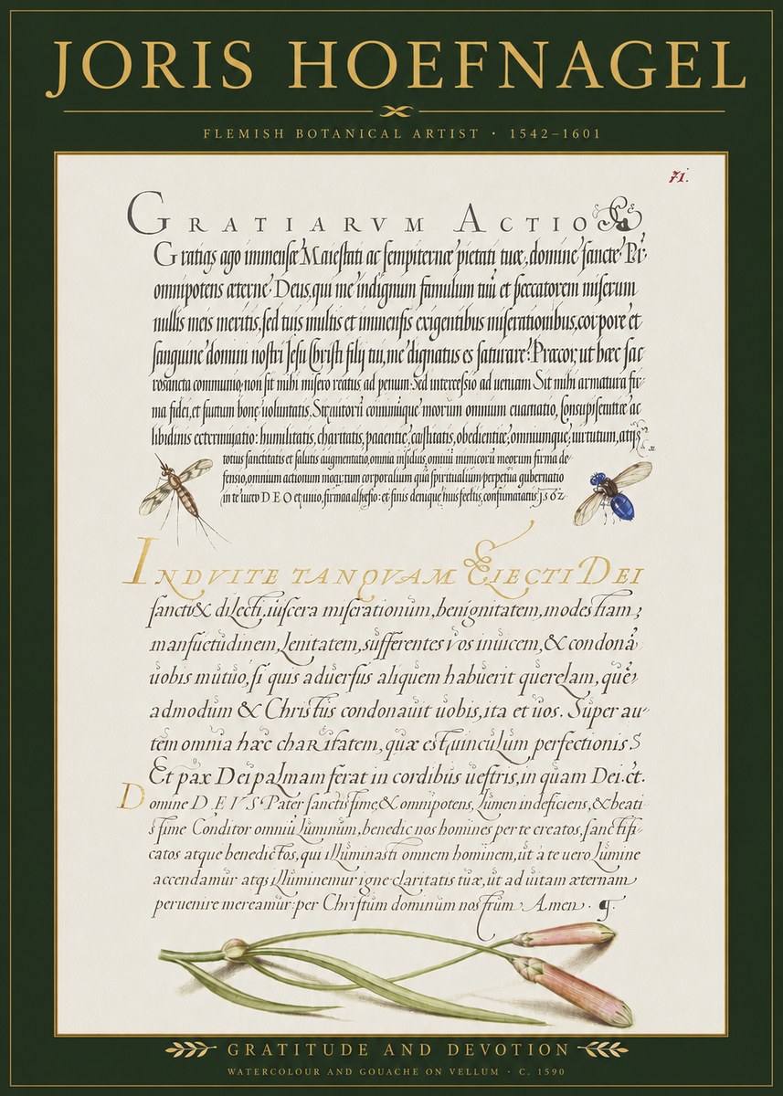 Joris Hoefnagel Thanksgiving to God • Institute for Botanical Studies No3 - Plakát