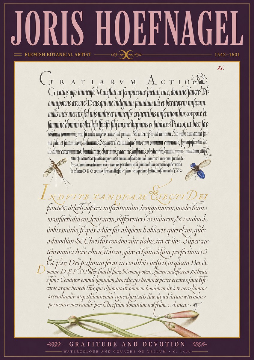 Joris Hoefnagel Thanksgiving to God • Institute for Botanical Studies No4 - Plakát