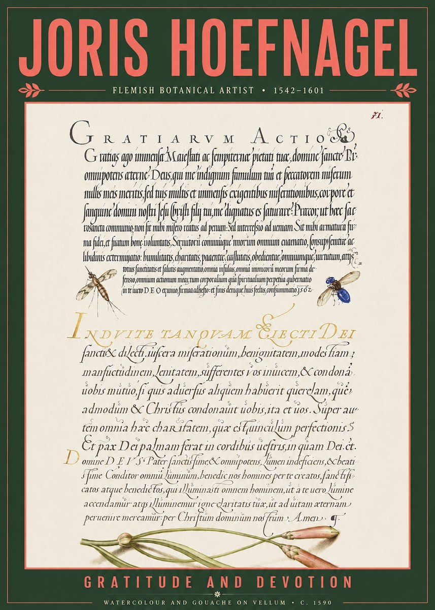 Joris Hoefnagel Thanksgiving to God • Institute for Botanical Studies No5 - Plakát