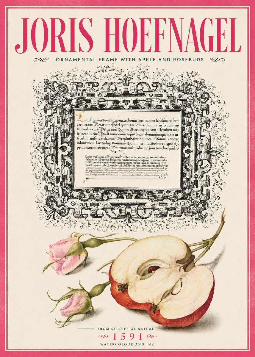 Joris Hoefnagel Illuminated Calligraphy and Botanical Study No6 - Plakát