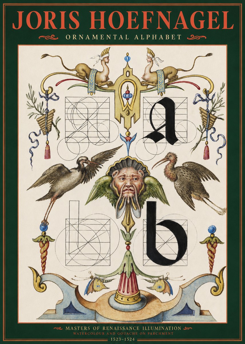 Joris Hoefnagel Ornamental Alphabet No2 - Plakát