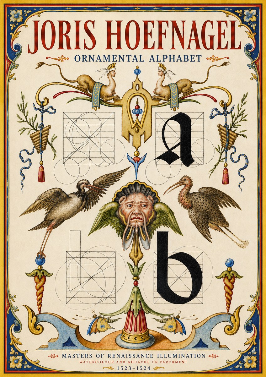 Joris Hoefnagel Ornamental Alphabet No6 - Plakát