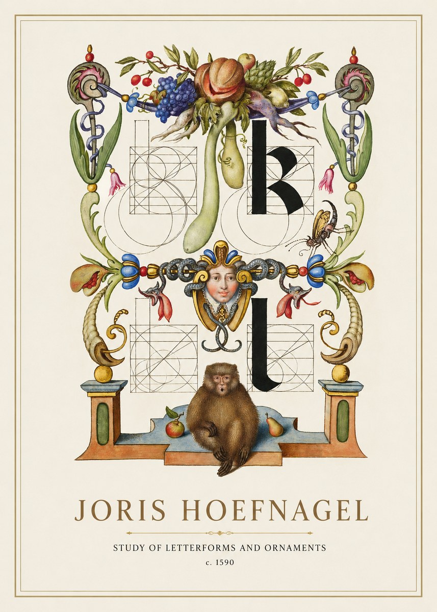 Joris Hoefnagel Study of Letterforms and Ornaments No1 - Plakát