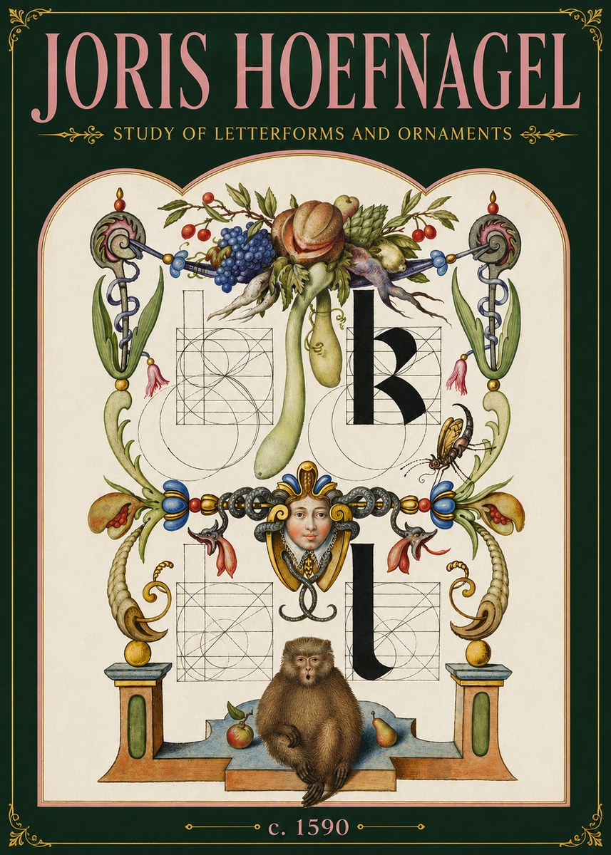 Joris Hoefnagel Study of Letterforms and Ornaments No6 - Plakát