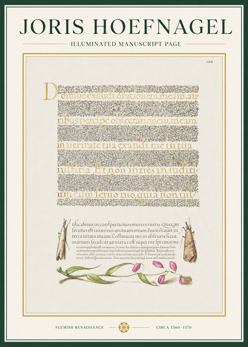 Joris Hoefnagel Illuminated Manuscript Page II No1 - Plakát