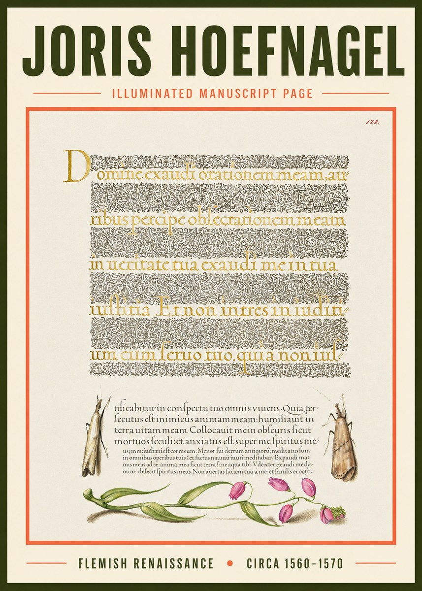 Joris Hoefnagel Illuminated Manuscript Page II No3 - Plakát