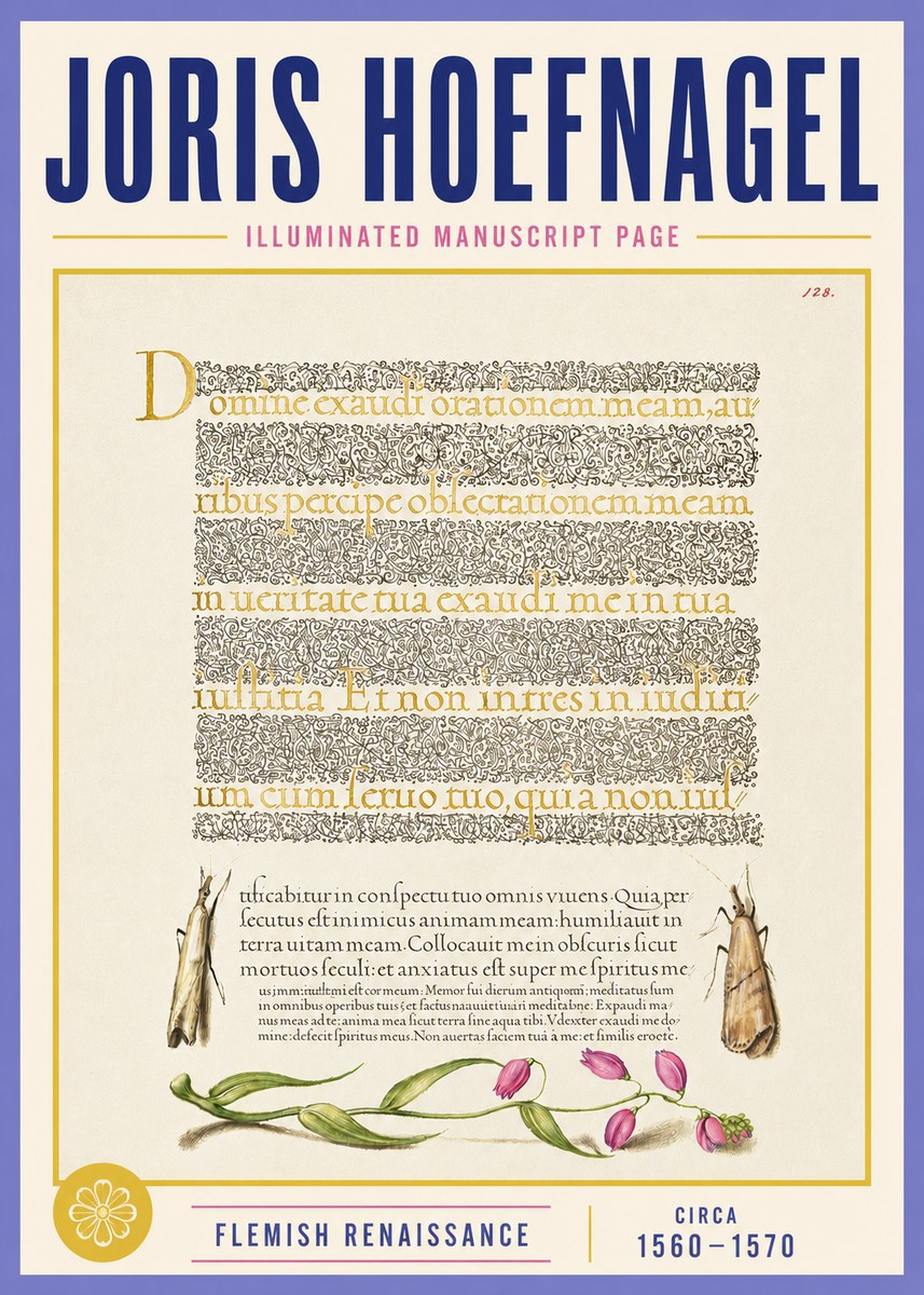 Joris Hoefnagel Illuminated Manuscript Page II No4 - Plakát