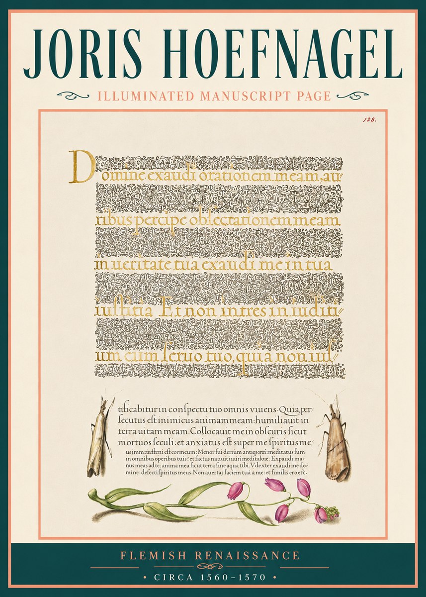 Joris Hoefnagel Illuminated Manuscript Page II No5 - Plakát