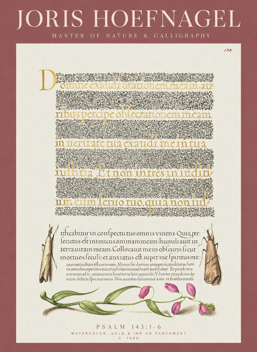 Joris Hoefnagel Illuminated Manuscript Page II No6 - Plakát