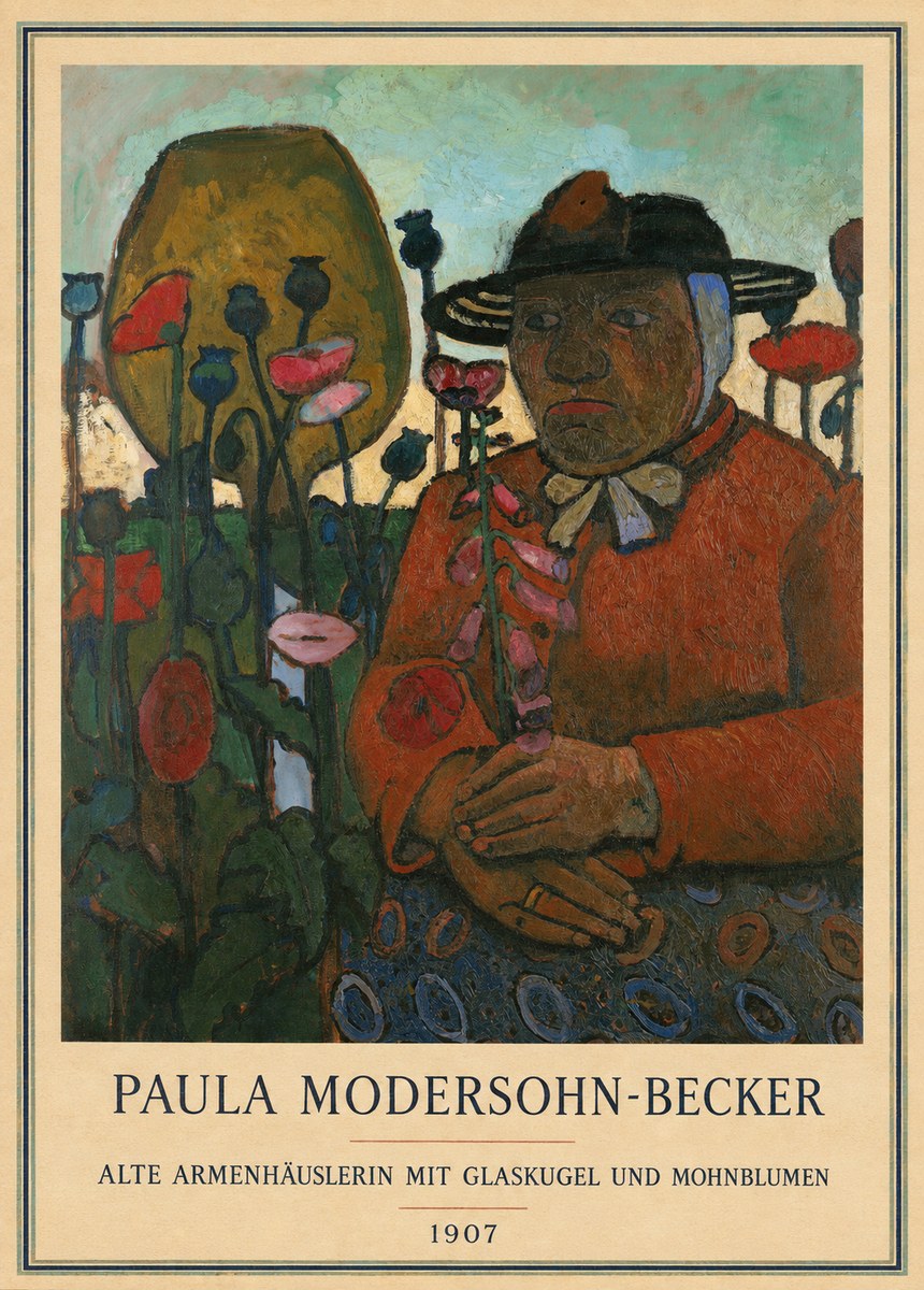 Paula Modersohn-Becker Alte Armenhäuslerin Mit Glaskugel Und Mohnblumen No3 - Plakát