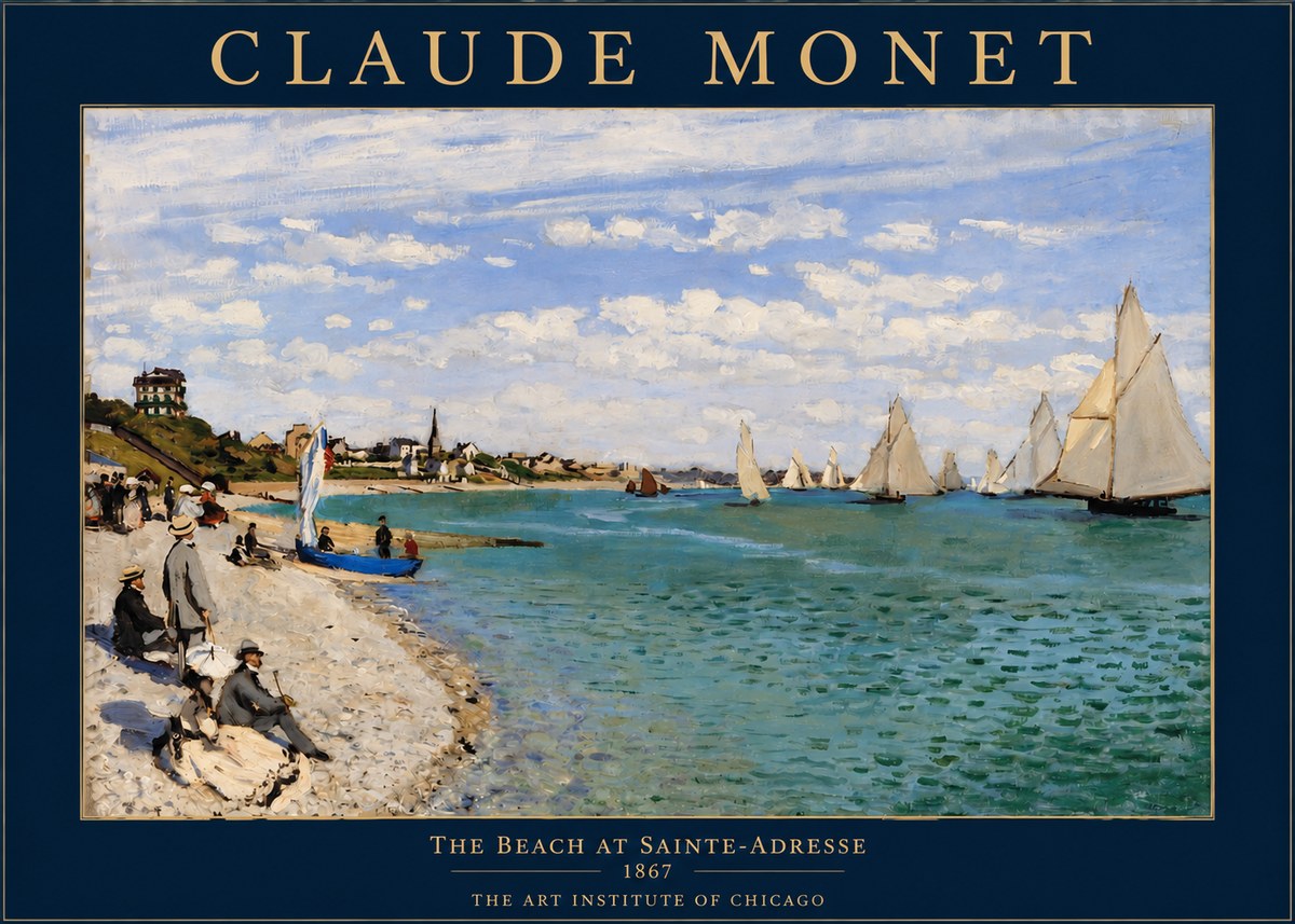 Monet The Beach at Sainte-adresse IV No2 - Plakát