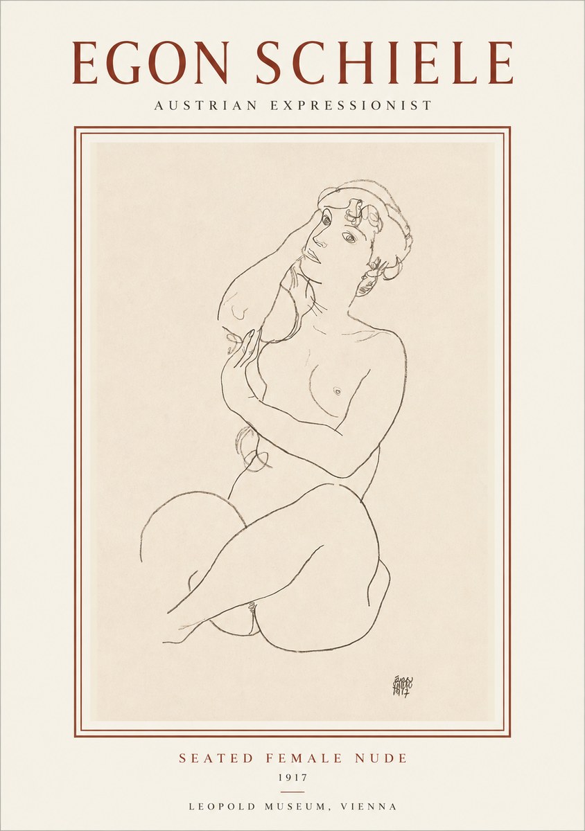 Schiele Seated Female Nude No1 - Plakát