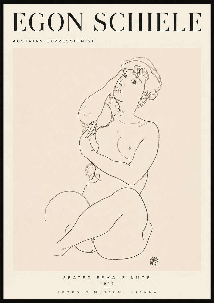 Schiele Seated Female Nude No2 - Plakát
