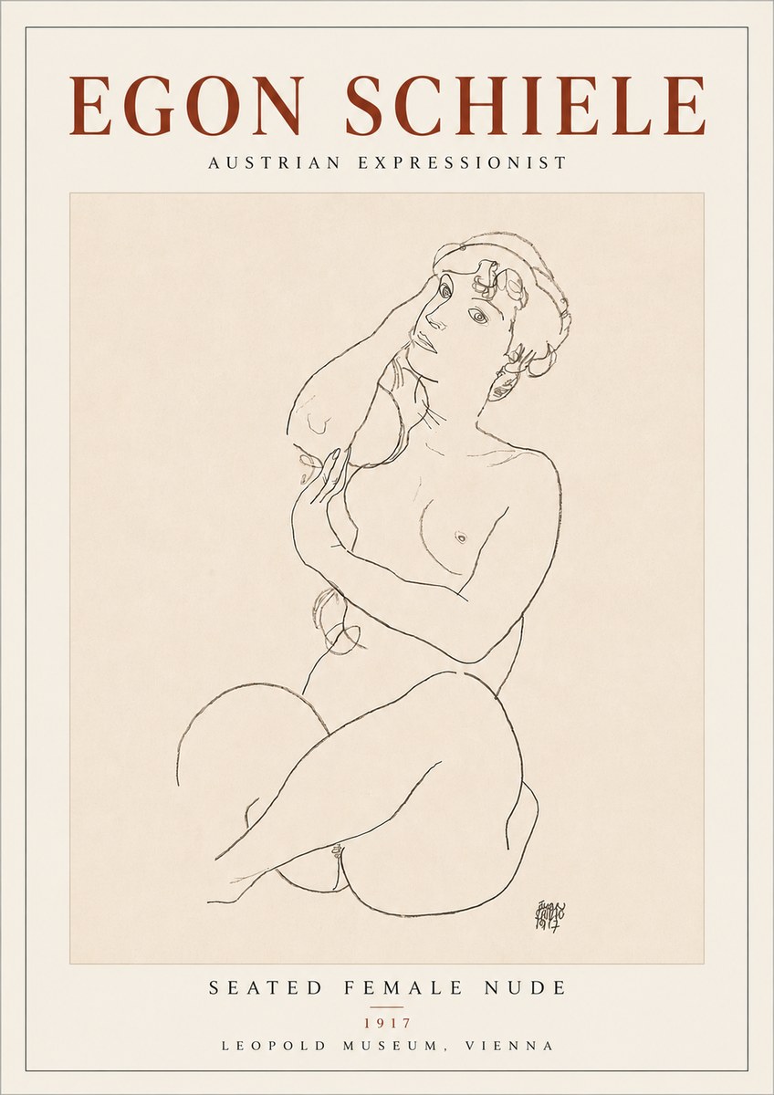 Schiele Seated Female Nude No4 - Plakát